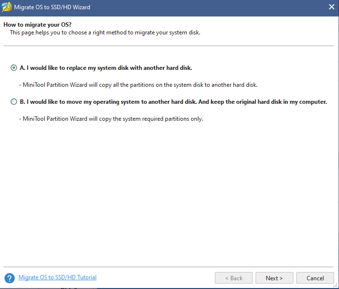 migrate os to hdd in MiniTool Partition Wizard