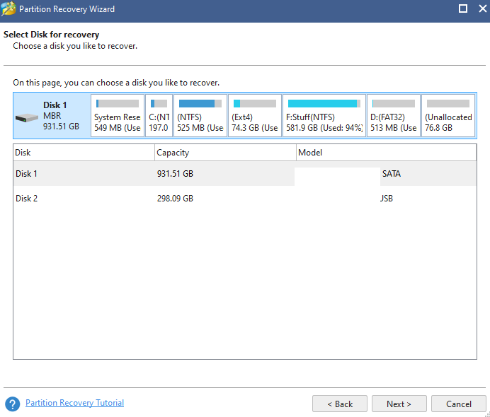 running the partition recovery wizard