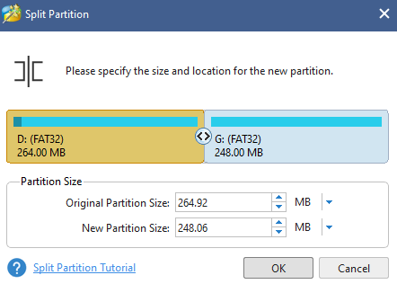 split partition using MiniTool Partition Wizard