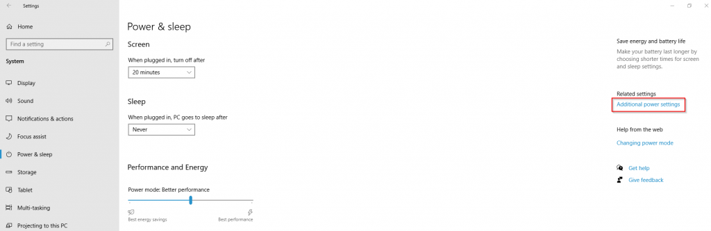 additional power settings in windows 10