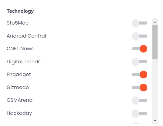 choose news sources for Brave News