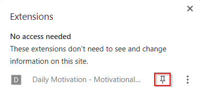 pinning Daily Motivation - Motivational Quotes next to Chrome address bar