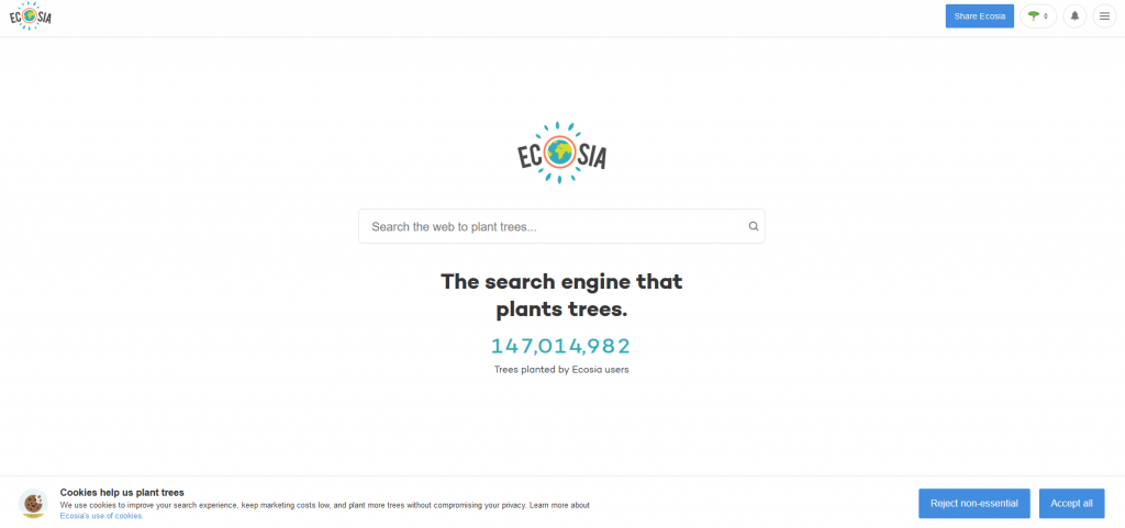 Ecosia homepage