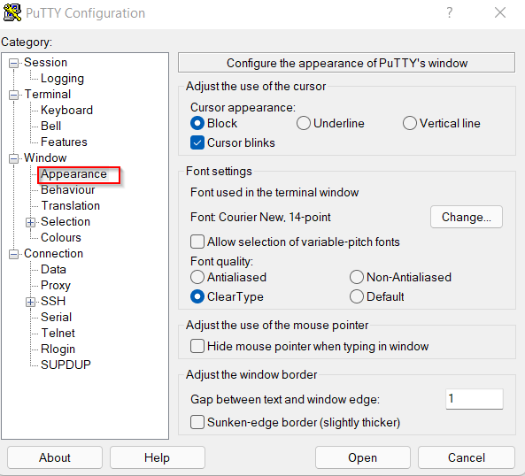 appearance settings