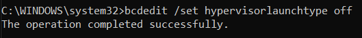 set hypervisor launch type as off