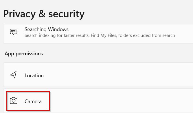 accessing camera privacy settings in windows 11