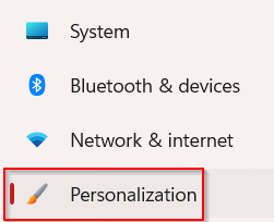 Personalization settings in Windows 11