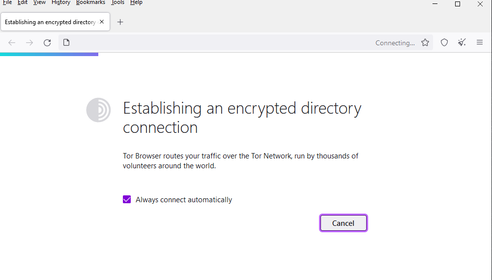 establishing a Tor connection 