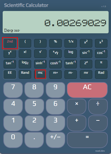 Inverse and second functions in Scientific Calculator 