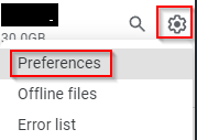 accessing Google Drive preferences