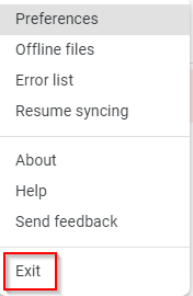 exit Google Drive desktop