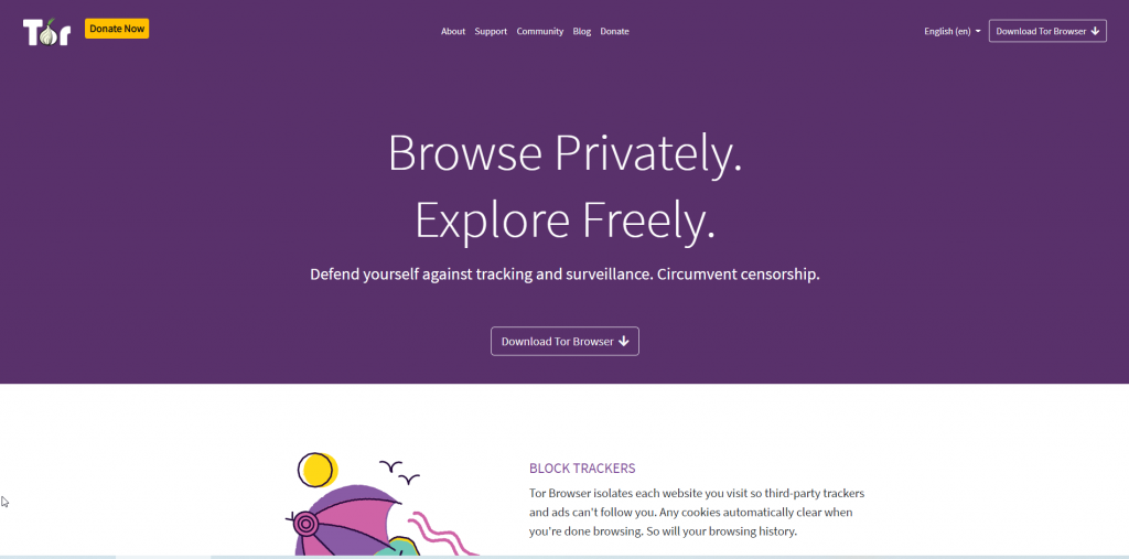 Project Tor homepage