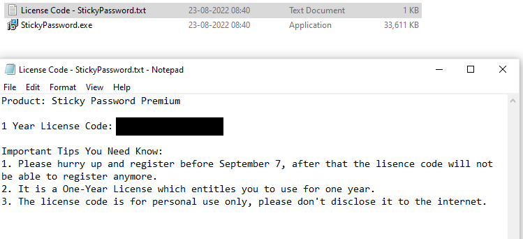 license code for Sticky Password Premium