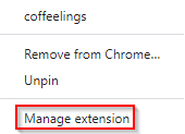 accessing coffeelings extension settings