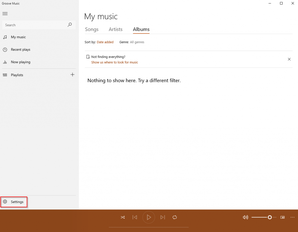 Groove Music app interface