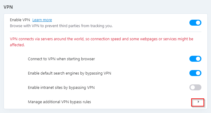 vpn settings in opera