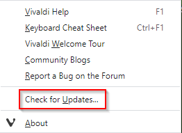 Check for Updates in Vivaldi