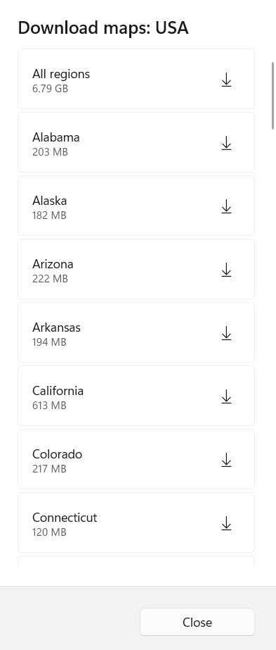 region wise maps for countries in Windows 11