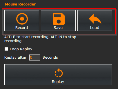 Mouse recorder settings