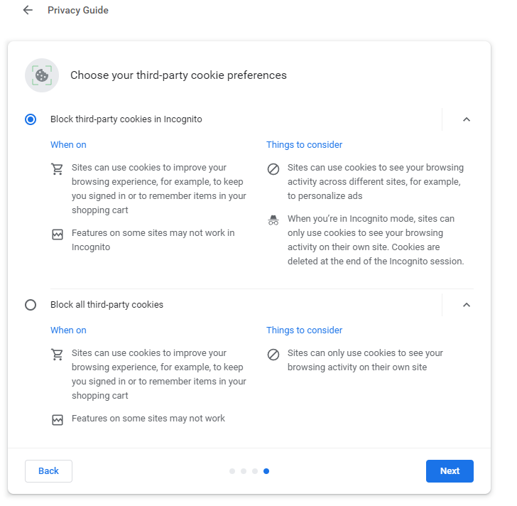 third-party cookies privacy settings