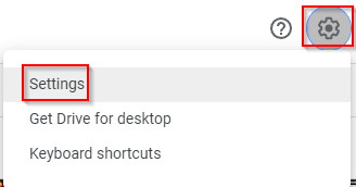 Google Drive settings