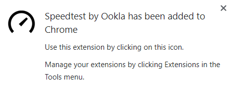 Ookla Speedtest add-on installed in Chrome