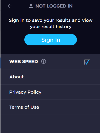 save Internet speed test results by having an Ookla account