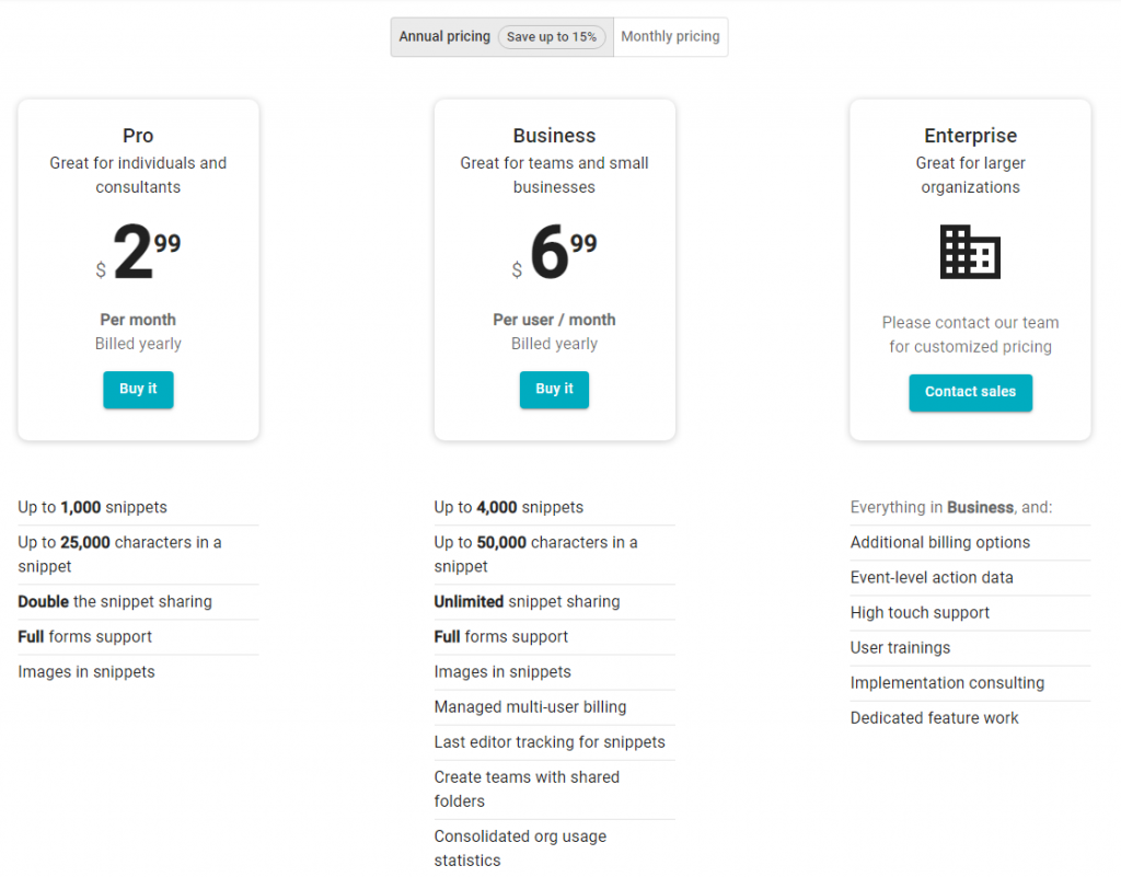 Text Blaze pricing