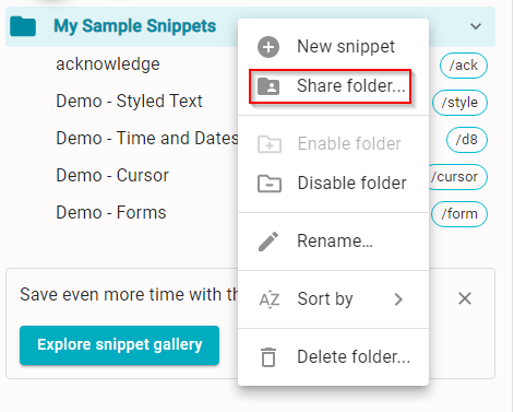 sharing snippets folder