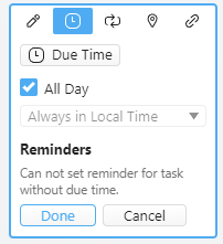 Date and time reminders for tasks