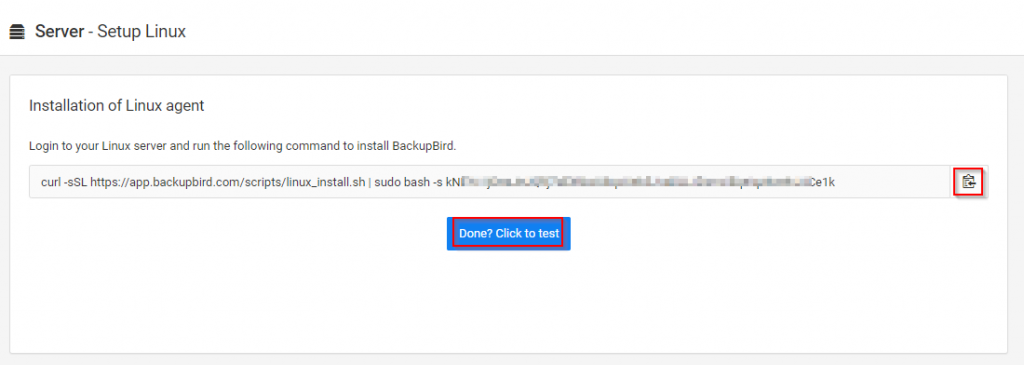 setting up linux agent in Backup Bird