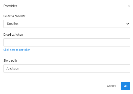 Dropbox configuration in Backup Bird