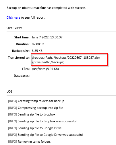 Detailed backup logs in Backup Bird