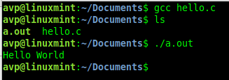 Compiling and executing C/C++ code from Linux Mint Terminal