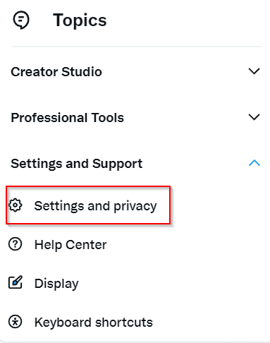 Twitter Settings and privacy