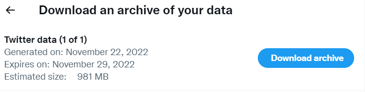 Twitter data archive info