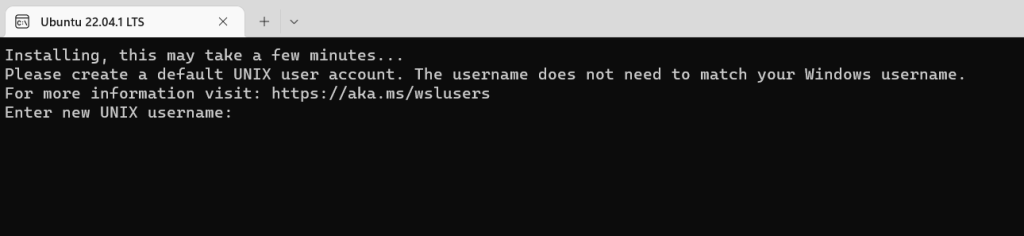 create a user account for Ubuntu 22.04 through WSL