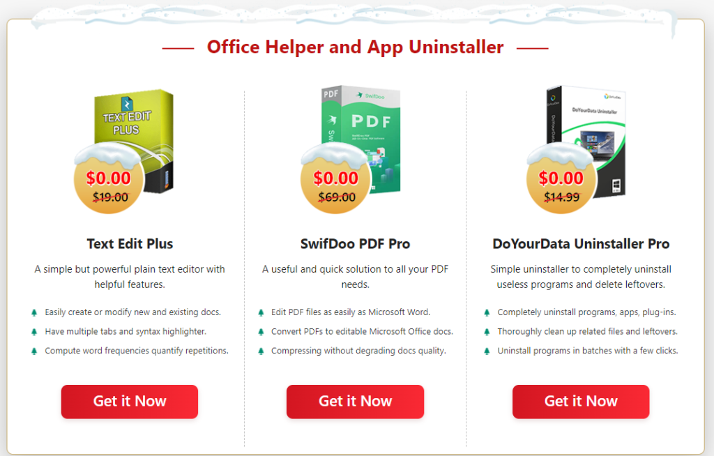 Office and helper apps listed in the giveway