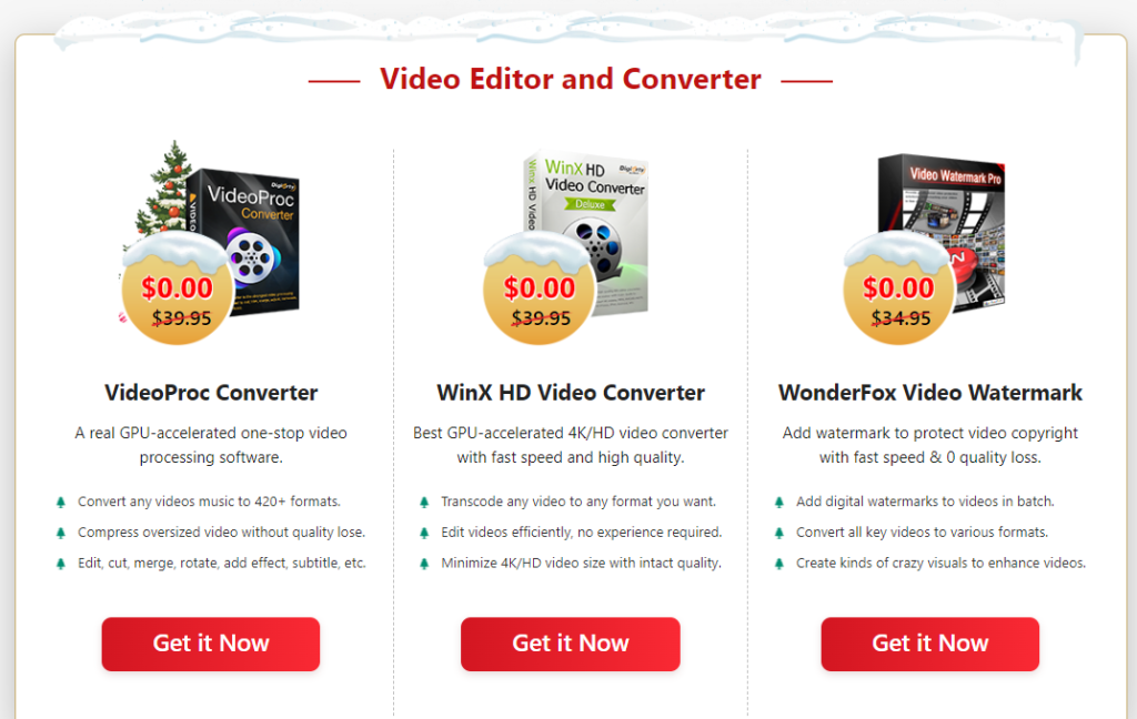 Video editor and converters listed in the giveway