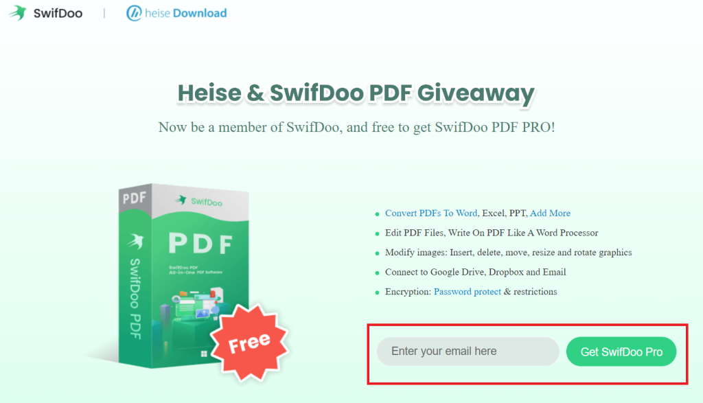 SwifDoo Pro giveaway page