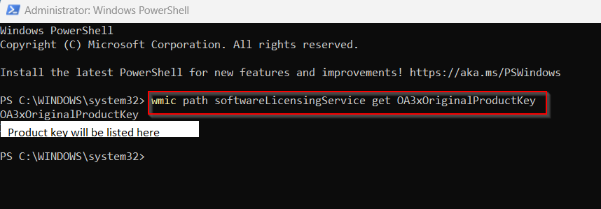 Display Windows 11 product key through PowerShell 