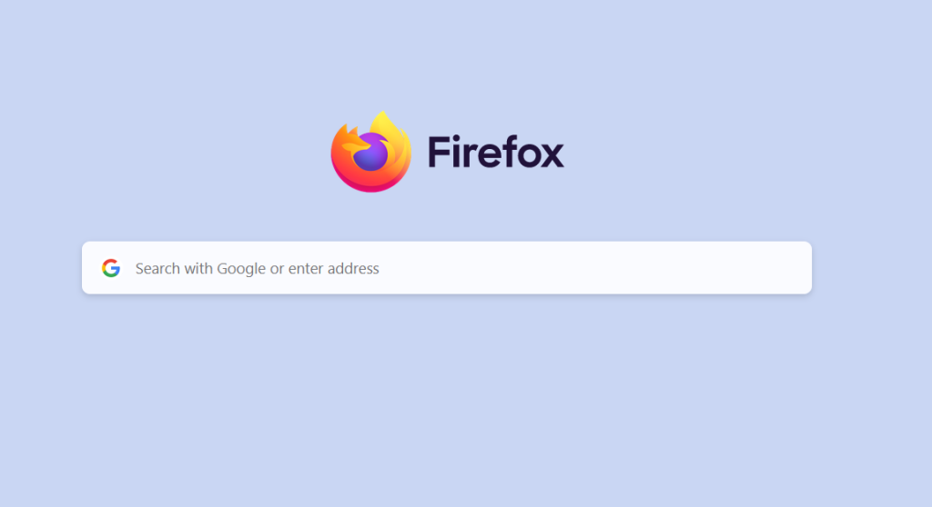 Firefox Home tab with just the search box enabled