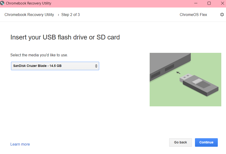 plug in USB drive for creating a bootable media