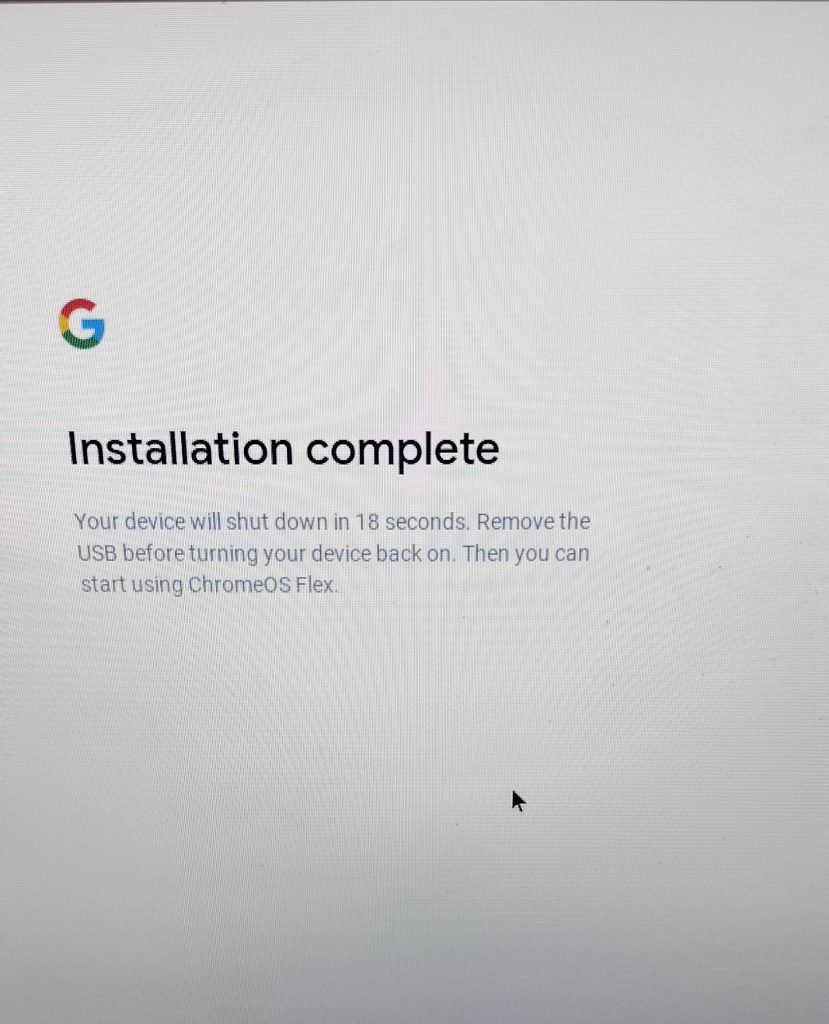 ChromeOS Flex installation done