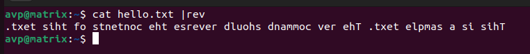 Pipe the contents of text file with rev to reverse the contents