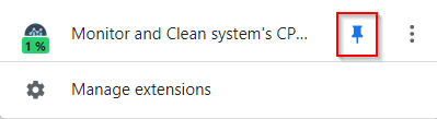 pin Monitor and Clean next to Chrome address bar