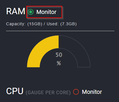 Change the display to monitor RAM usage in Monitor and Clean add-on