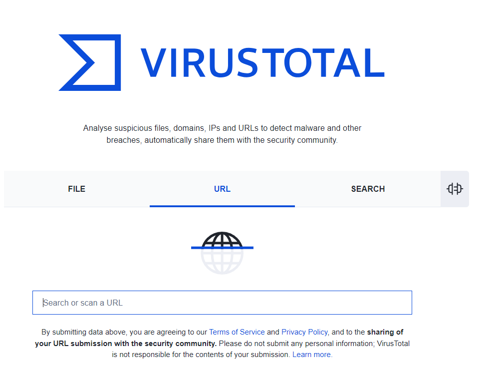 VirusTotal link checker