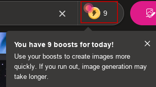 Boosts are used to generate images faster in Bing Image Creator