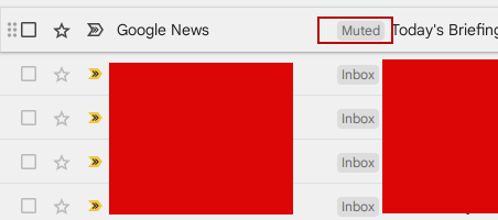 Gmail messages with the Muted label next to them